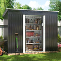 HOGYME 4.2' x 9.1' Outdoor Metal Storage Shed, Garden Tool House with 2 Vents, 2 Sliding Doors for Backyard Patio Lawn, Gray - Walmart.com